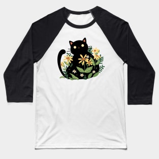 Cute Cat With Flowers | Handmade Illustration | Kawaii Design | By Atelier Serakara Baseball T-Shirt